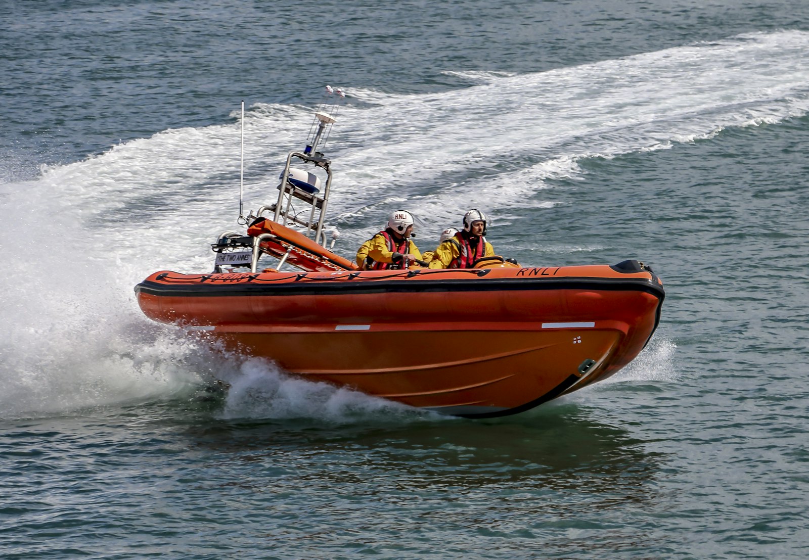 Inshore lifeboat speeding across the sea