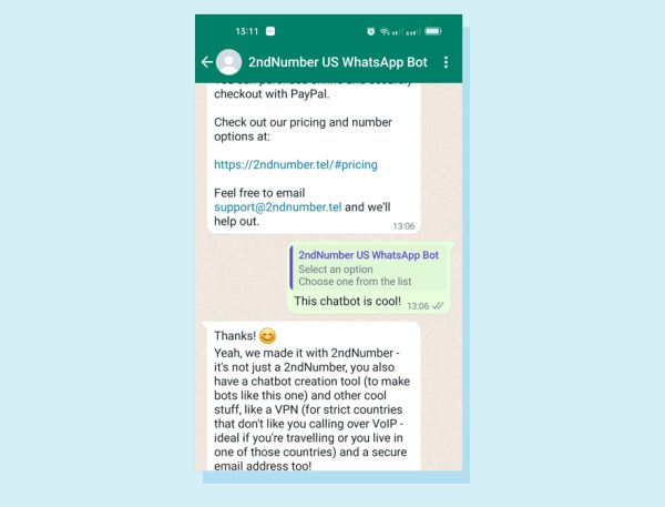 Second WhatsApp for business