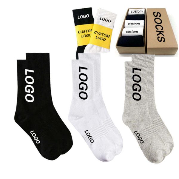 Casual Fashion Jacquard Custom logo Cotton Socks