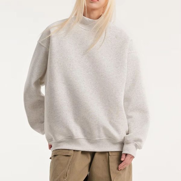 H5618 Sweatshirt Manufacturer Wholesale Custom Vintage Cotton Blends Mock Neck Sweatshirts Men's Women's Mockneck Sweatshirts