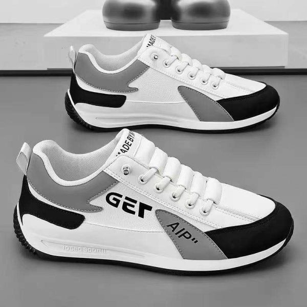 Hongyan Men's PU Waterproof Sports Leisure Shoes Breathable Thick Soled Fashionable Walking Shoes