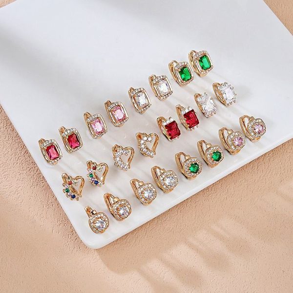 Oro Joyeria 18k Gold Plated Small Rose Wholesale Huggie Earrings Women Jewelry with Zircon Designs Jewelry Models for Woman