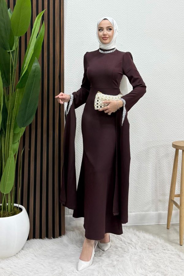 Crepe Evening Dress, Plum