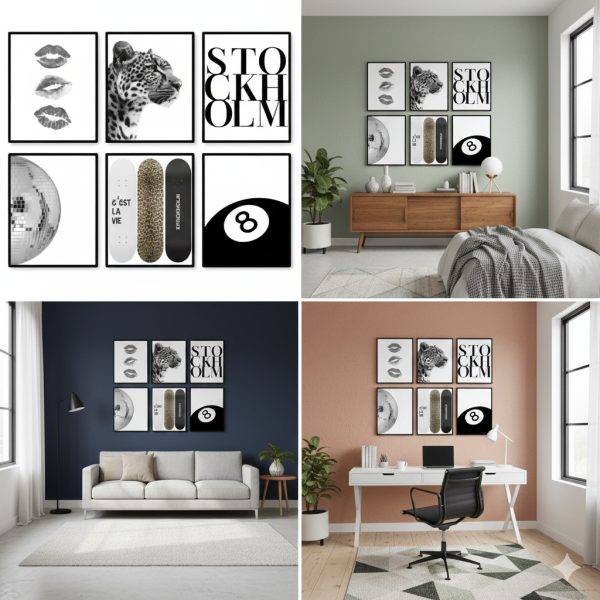Urban Edge | 6-Piece Monochrome Gallery Wall Art Set | Modern Wall Art UK