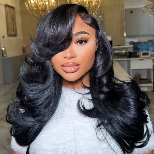 Peacock Curls Pull Go 13x6 Full Glueless Lace Front Wig Pre-Styled Heavy Layers Cut Human Hair