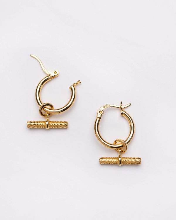 Signature Gold T-Bar Hoops