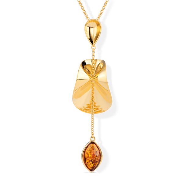 Chasee Ballet Baltic Cognac Amber Marquise Drop Pendant
