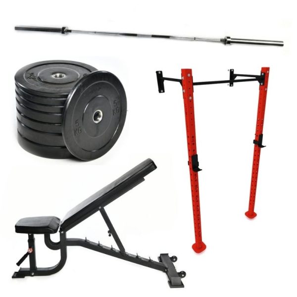 Strength Pack (Rack, 100kg Bumpers, Bench, Bar)