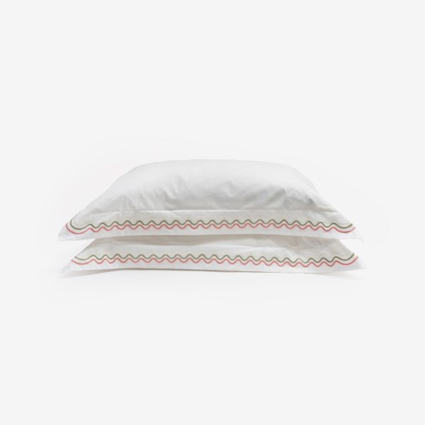 Pink Scallop Embroidered Pillowcase Set