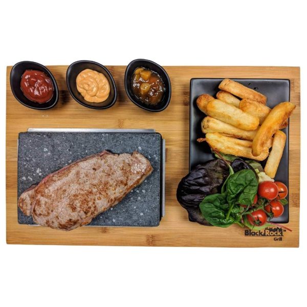 Black Rock Grill Matt Black Steak Stones Cooking Set