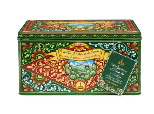 D&G Panettone Pistachio 1kg Tin with Cream