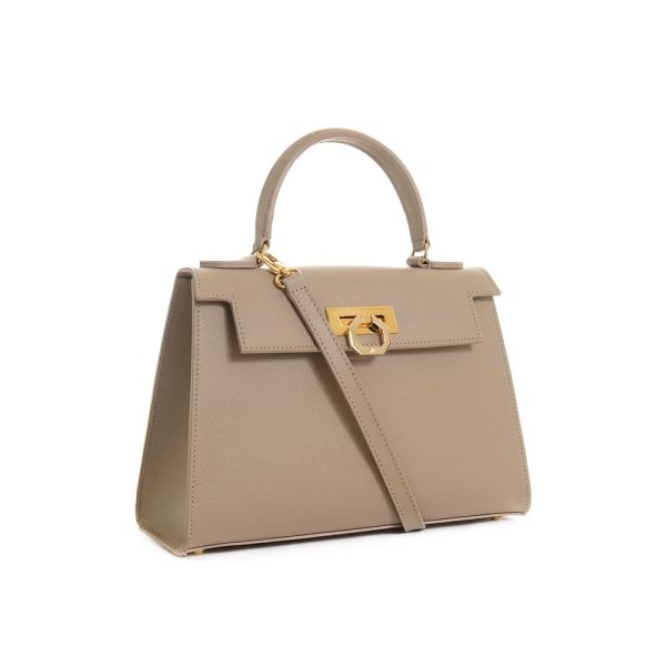 Elena leather handbag – Taupe