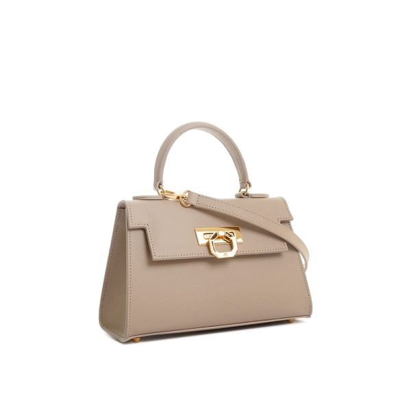 Greta leather handbag – Taupe