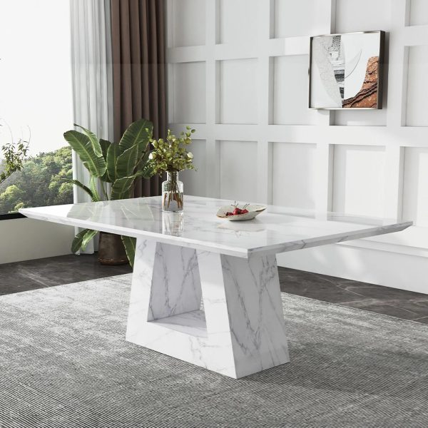Milan Dining Table - White Marble - Sizes Available