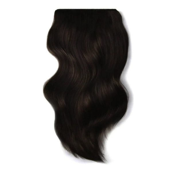 Double Wefted Full Head Remy Clip in Human Hair Extensions - Darkest Brown (#2)