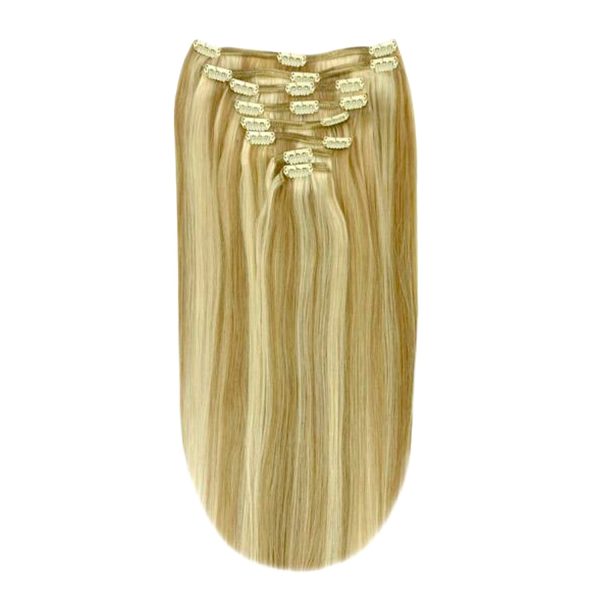 Full Head Remy Clip in Human Hair Extensions - Biscuit Blondey (#18/613)