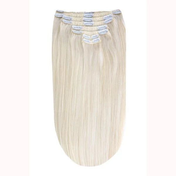 Full Head Remy Clip in Human Hair Extensions - Ice Blonde