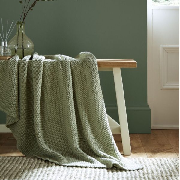 Laura Ashley Chunky Knit Throw Parker Sage Green