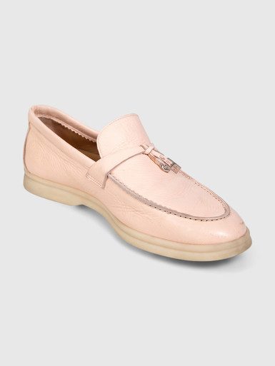 Loro Piana Pink Leather Summer Charms Walk Loafers