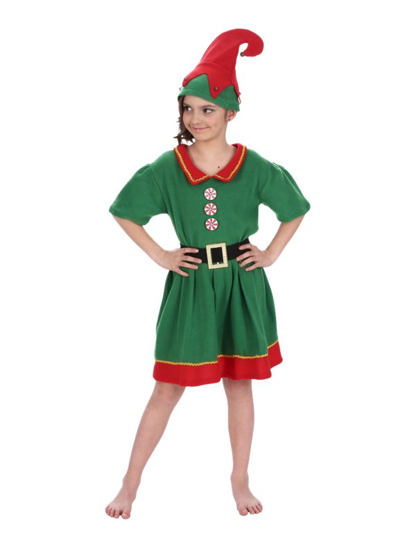 Kleid Weihnachtselfe 3-tlg. Kinder rot/grün