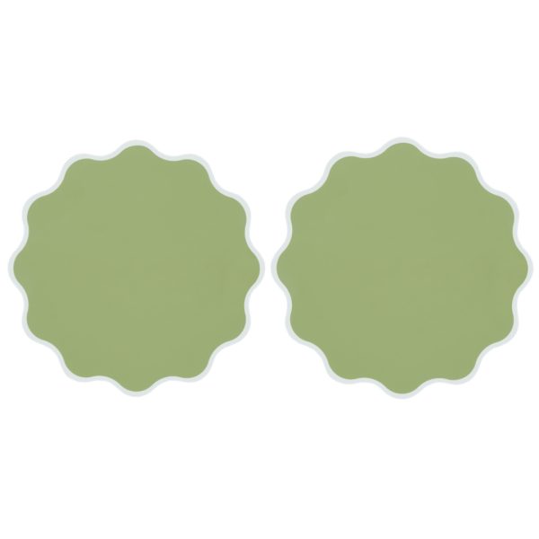 The Victoria Placemat in White and Green, Set of Two