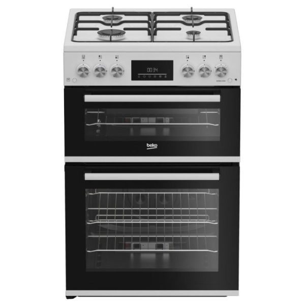 60cm Double Oven Gas Cooker with Gas Hob - White