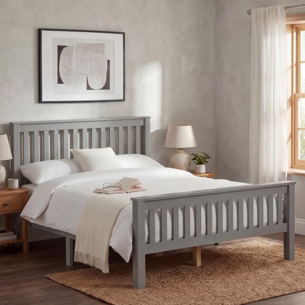 Grey Wooden Double Bed Frame 4ft6