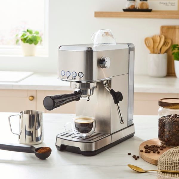 Slim Espresso Coffee Machine with Milk Frothing Jug