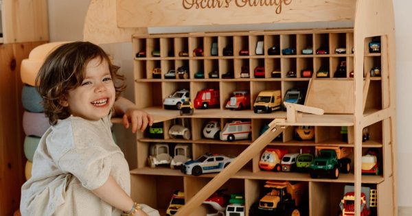 Toy Car Garage Storage - Natural