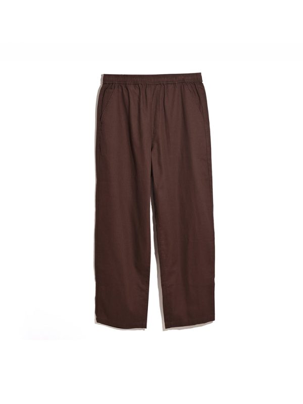 Greenport Loose Fit Herringbone Trousers In Dark Brown