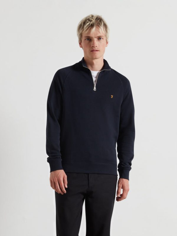 Jim Organic Cotton Quarter Zip Sweatshirt In True Navy