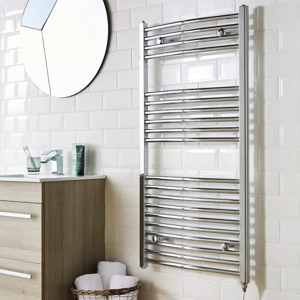 Kartell Straight 1200 x 500mm Chrome 300W Thermostatic Electric Towel Rail