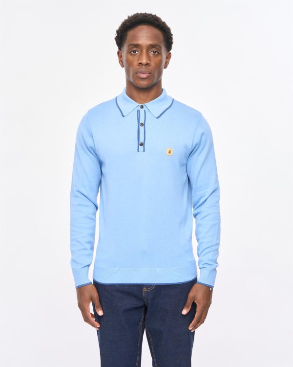 Mens Linekar Long Sleeve Knit Polo, Fistral
