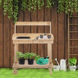 Portable Wooden Potting Bench with Removable Sink