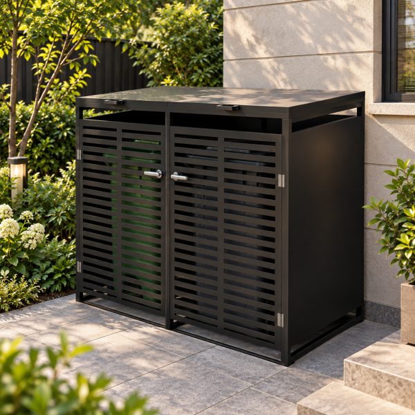 2-Bin Metal Wheelie Bin Storage Shed