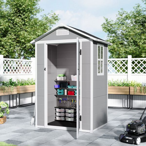 4 x 3 ft Plastic Garden Storage Shed with Apex Roof