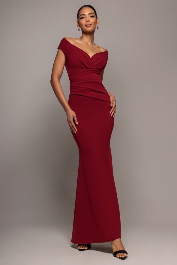 Bardot Scuba Crepe Maxi Dress - Wine