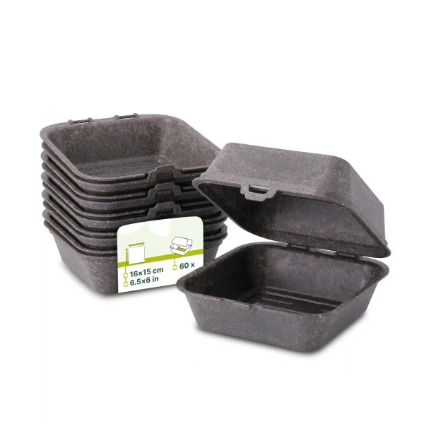 Boîte à burger réutilisable Merways Box, poivre gris, 16 x 15 x 8,5 cm