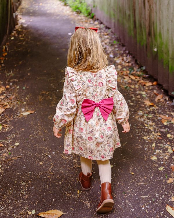 Abigail Hand-Smocked Dress, Farnese Garden, Cream