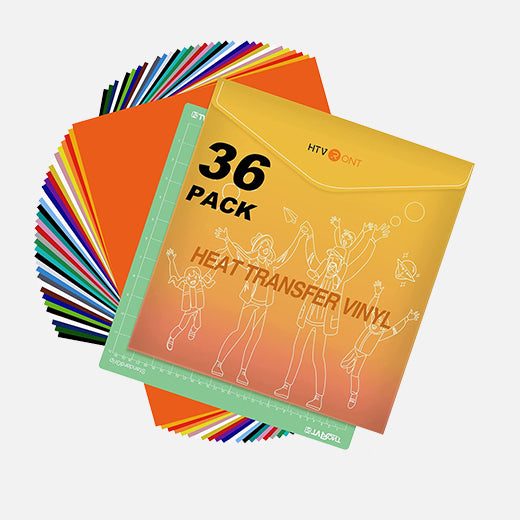 Heat Transfer Vinyl Bundle - 12"x10" 36 Packs (25 Assorted Colours)