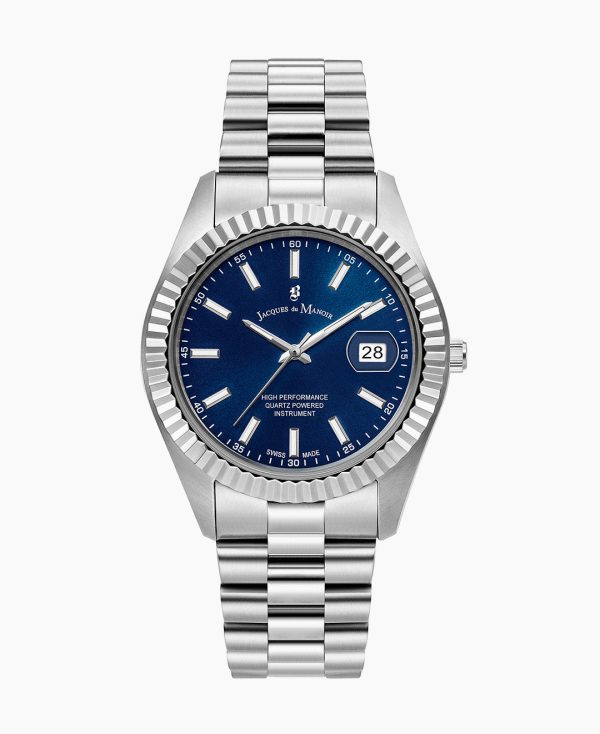 Inspiration Business 40mm Three-hands Date Silver-tone Blue dial Stainless steel swiss watch