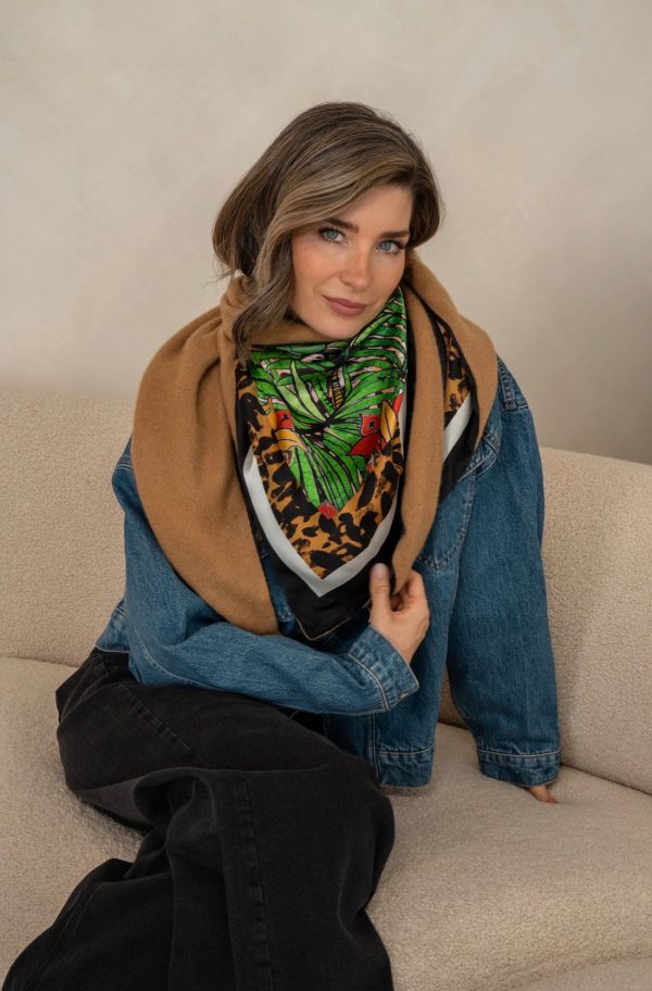 Silk and Cashmere Triangle Scarf / "Hot Cheetah"