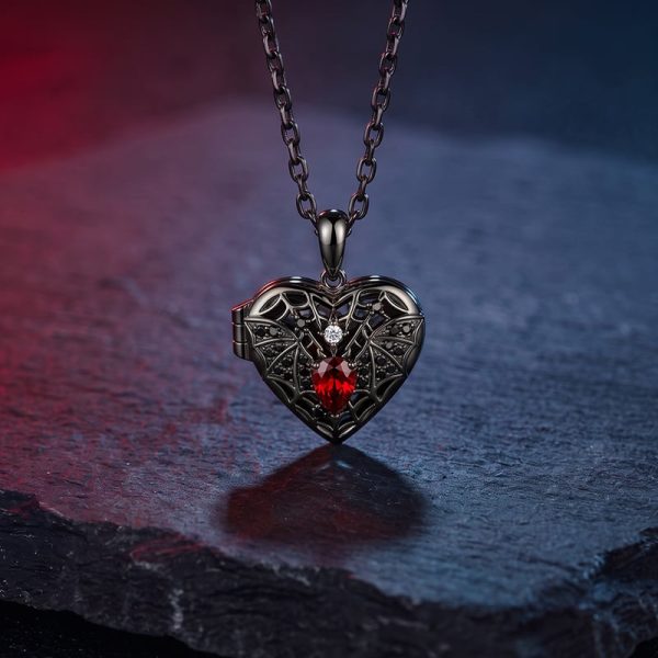Jeulia Until Death Custom Bat Wing Heart Photo Locket
