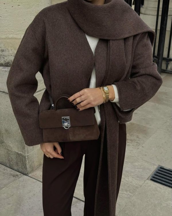 Sienna Coat with Scarf Brown