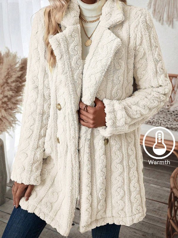 Women's Winter Outerwear Casual Plain Long Sleeve Fleece Coat
