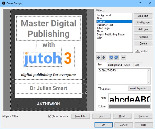 Jutoh features: cover designer and cleanup