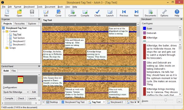 Storyboard and writing tools in Jutoh 3