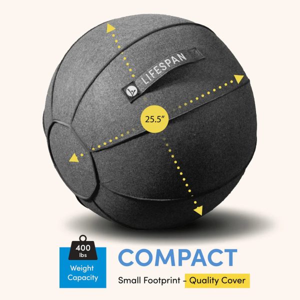 LifeSpan Fitness Workplace Office Chair Yoga Ball - Charcoal Felt