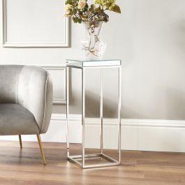Elysee Mirrored Glass Metal Square Side Table