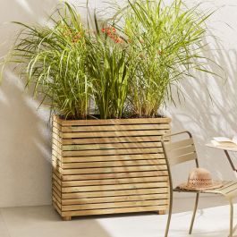 Cerland Horizon Tall Slatted Wooden Planter 90cm x 40cm 40L Modern Trough